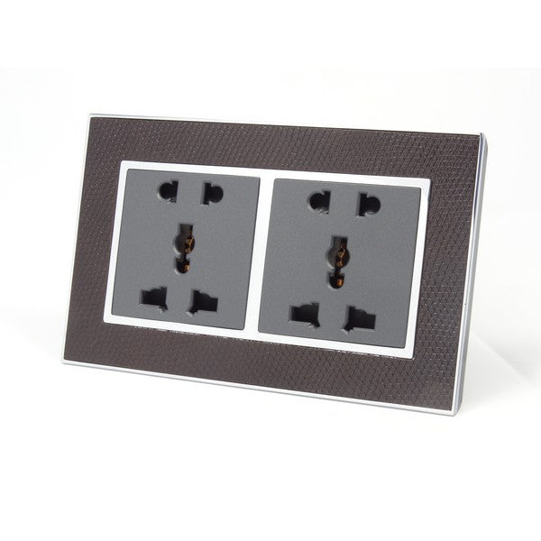 Goat Skin Leather Double Frame with Dark Grey inserts of 5 pin multi plugs