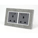 pearl leather double frame with grey insert of double switched neon UK socket