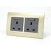 Gold Plastic Double Frame with dark grey insert of double switched uk socket