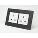 13A UK socket Double Black Glass Frame with White Inserts