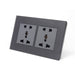 Double Black Glass Frame with grey 5 pin multi plug socket