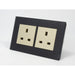 13A UK socket Double Black Glass Frame with Gold Inserts