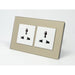 Gold Glass double Frame with white insert of 3 pin sockets