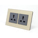 Gold Glass double Frame with dark grey insert of 3 pin sockets