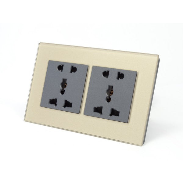 Gold Glass Double Frame with dark grey insert of 5 pin sockets