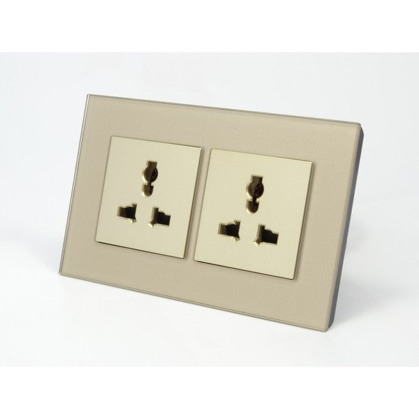 Gold Glass double Frame with gold insert of 3 pin sockets