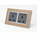 Gold Satin Metal Double Frame with dark grey insert of double switched uk socket