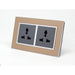 Gold Satin Metal Double Frame with dark grey insert of double 3 pin socket