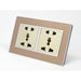 Gold Satin Metal Double Frame with gold insert of double 5 pin socket