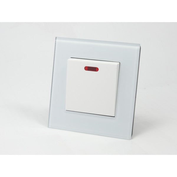 I LumoS AS Luxury White Glass Single Switched 45A Cooker Switch