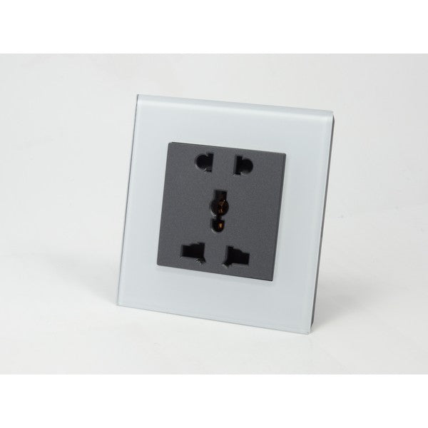 I LumoS AS Luxury White Glass Unswitched 5 Pin Multi Plug Single Socket