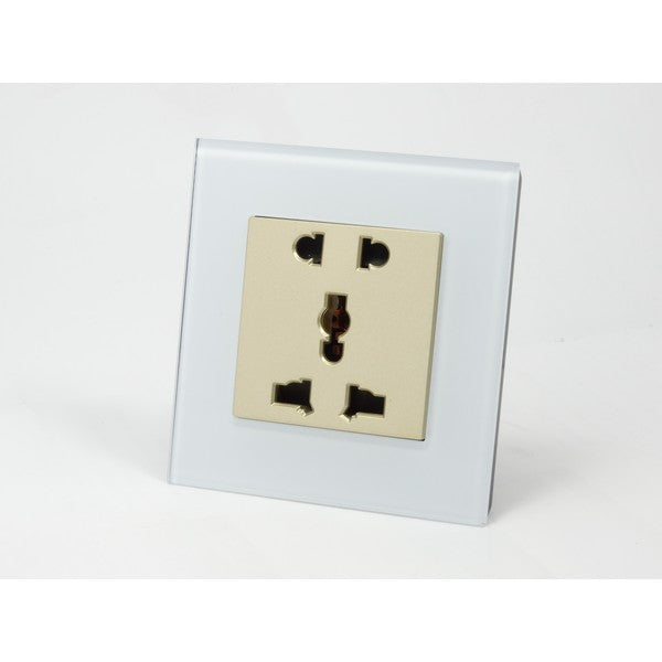 I LumoS AS Luxury White Glass Unswitched 5 Pin Multi Plug Single Socket