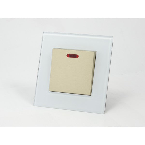 I LumoS AS Luxury White Glass Single Switched 45A Cooker Switch