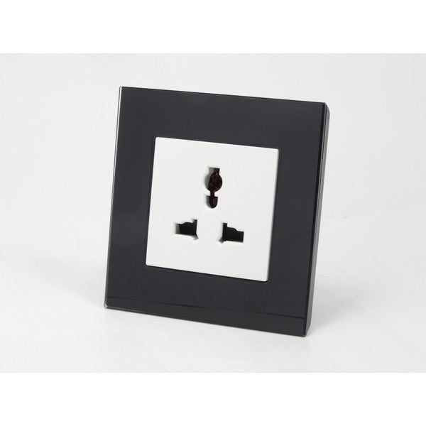 single black glass with white  3 pin multi plug