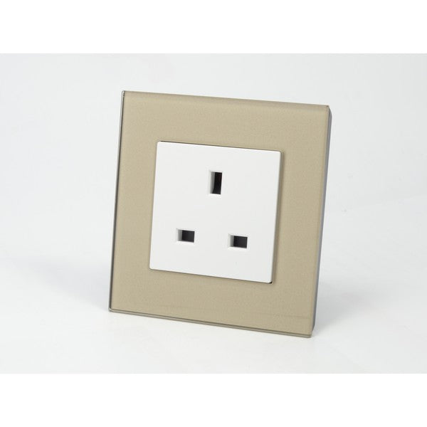 Gold Glass Single Frame with white insert of uk socket