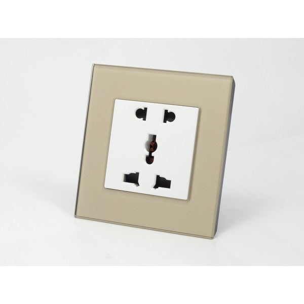 Gold Glass Single Frame with white insert of 5 pin socket