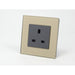 Gold Glass Single Frame with dark grey insert of uk socket