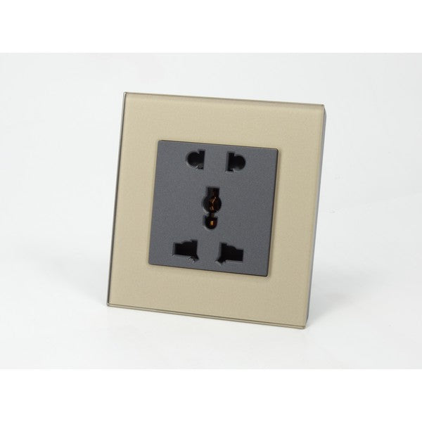 Gold Glass Single Frame with dark grey insert of 5 pin socket