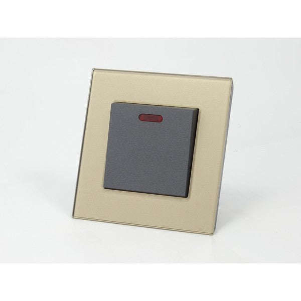 Gold Glass Single Frame with dark grey insert of switch with neon