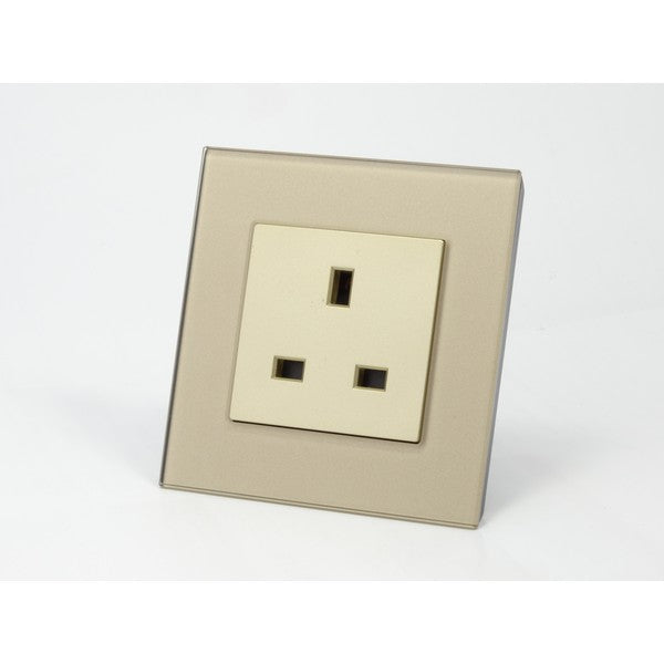 Gold Glass Single Frame with gold insert of uk socket