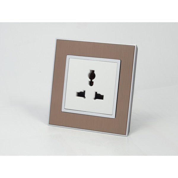 Gold Satin Metal Single Frame with white insert of 3 pin socket