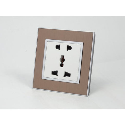 Gold Satin Metal single Frame with white insert of 5 pin socket