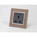 Gold Satin Metal Single Frame with dark grey insert of neon switched uk socket