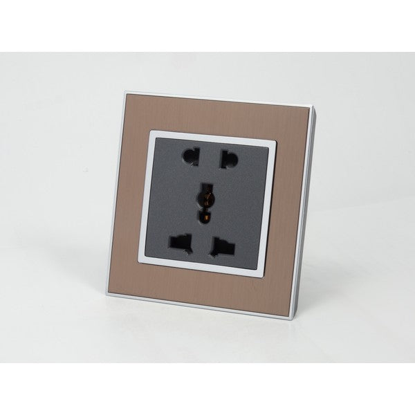 Gold Satin Metal single Frame with dark grey insert of 5 pin socket