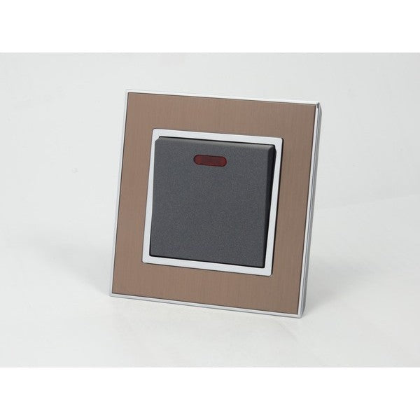 Satin Gold metal single frame with Gray insert switch with neon