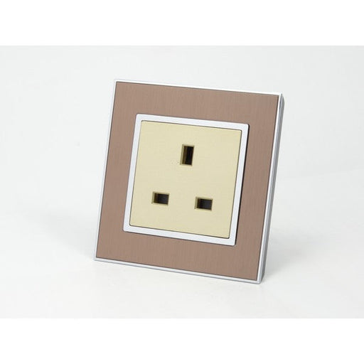 Gold Satin Metal Single Frame with gold insert of uk socket