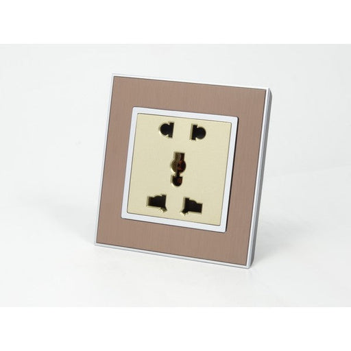 Gold Satin Metal single Frame with gold insert of  5 pin socket