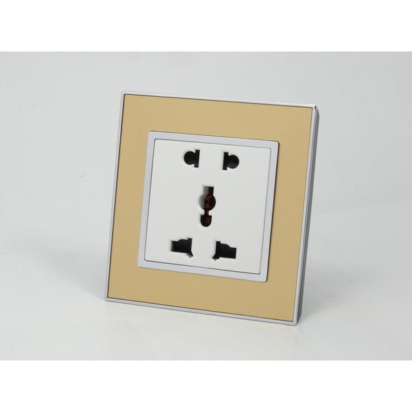 Gold Mirror Glass single Frame with white insert of 5 pin socket