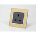 Gold Mirror Glass Single Frame with dark grey insert of uk socket