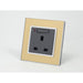 Gold Mirror Glass Single Frame with dark grey insert of neon switched uk socket