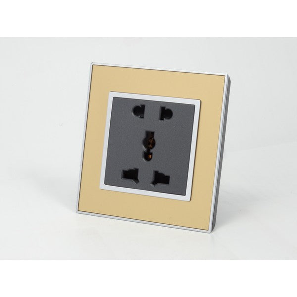 Gold Mirror Glass single Frame with dark grey insert of 5 pin socket