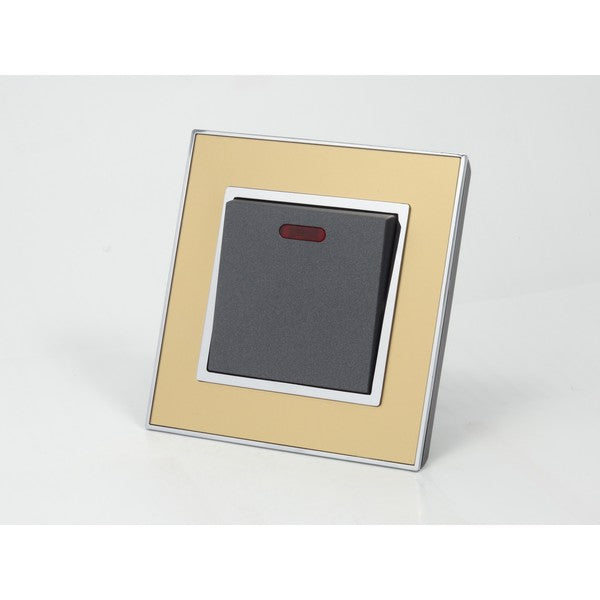 Gold Mirror Glass Single Frame with dark grey  insert of neon switch