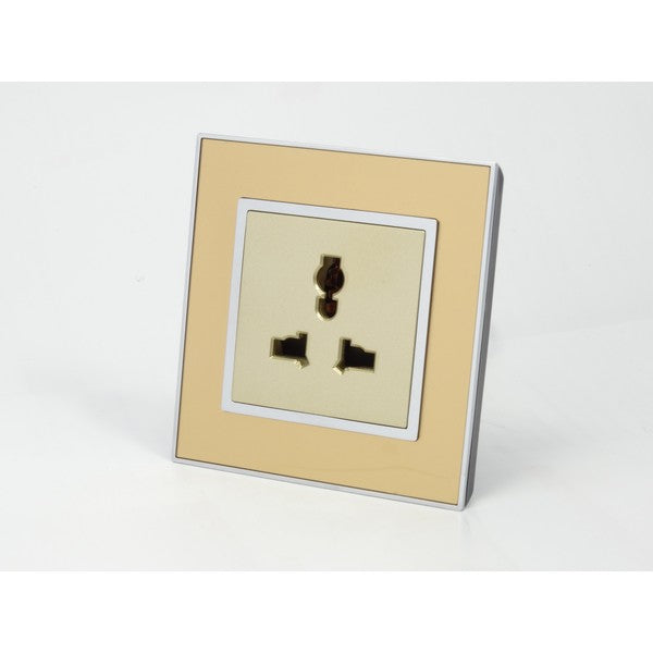 Gold Mirror Glass Single Frame with gold insert of 3 pin socket