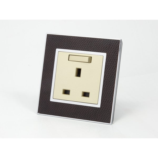 goat skin leather single Frame with gold Interest of switched UK Socket