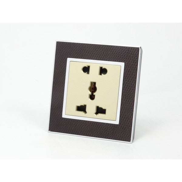 Goat Skin Leather Single Frame with Gold insert of 5 pin multi plug