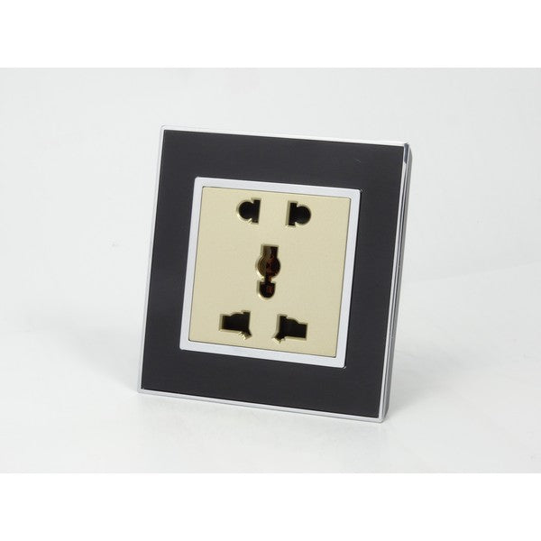 Black Mirror Frame single gold insert with 5 pin multi plug socket