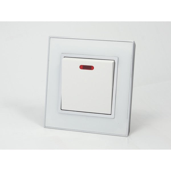 I LumoS AS Luxury White Mirror Glass Single Switched 45A Cooker Switch