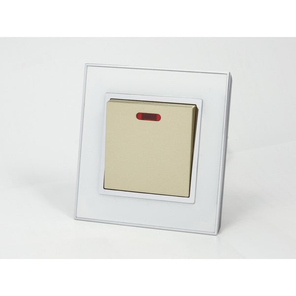 I LumoS AS Luxury White Mirror Glass Single Switched 45A Cooker Switch