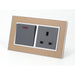 Satin Gold metal double frame with Grey inserts switch with neon and uk socket