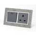 pearl leather double frame with grey insert of double switch and UK socket