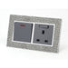 pearl leather double frame with grey insert of switch and switched UK socket