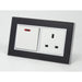 black glass mirror double frame with white 20A switch with neon and UK socket