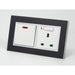 Double Black Glass Mirror Socket with white UK Socket switch and neon and with 45A Switch with neon