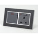 Double Black Glass Mirror Socket with grey UK Socket switch and neon and  with 45A Switch with neon