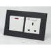 black glass double switch and uk socket with switch and neon white module