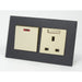 black glass double switch and uk socket with switch gold module